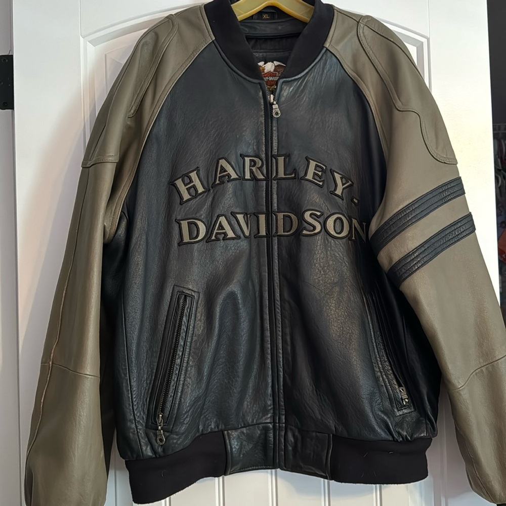 Harley Davidson Motor Clothes - Leather Motorcycle Riding Coat - Mens XL